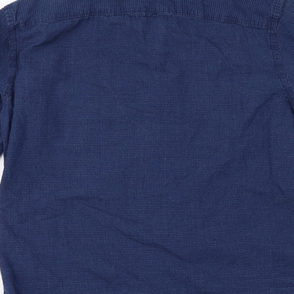 Mens UK Size M Onfire Blue Button-Up Long Sleeve Casual Shirt