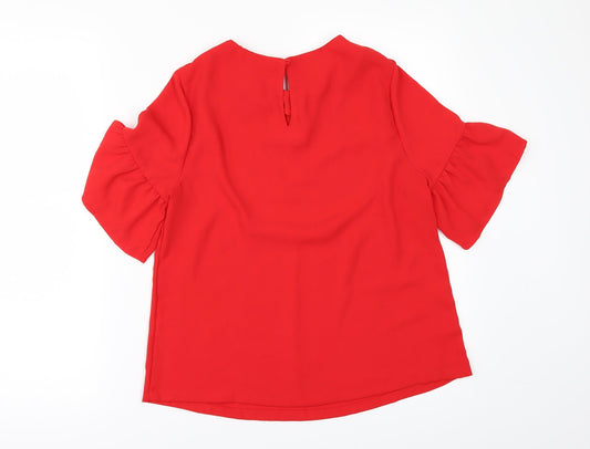 Womens UK Size 8 New Look Red Tunic Blouse