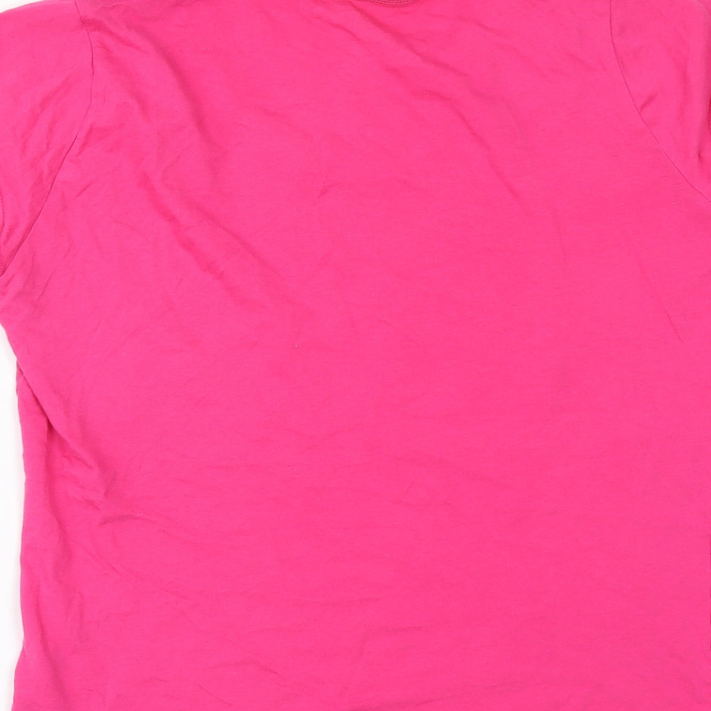 Brand and care label for Marks & Spencer women’s pink solid top pyjama top, size UK 12
