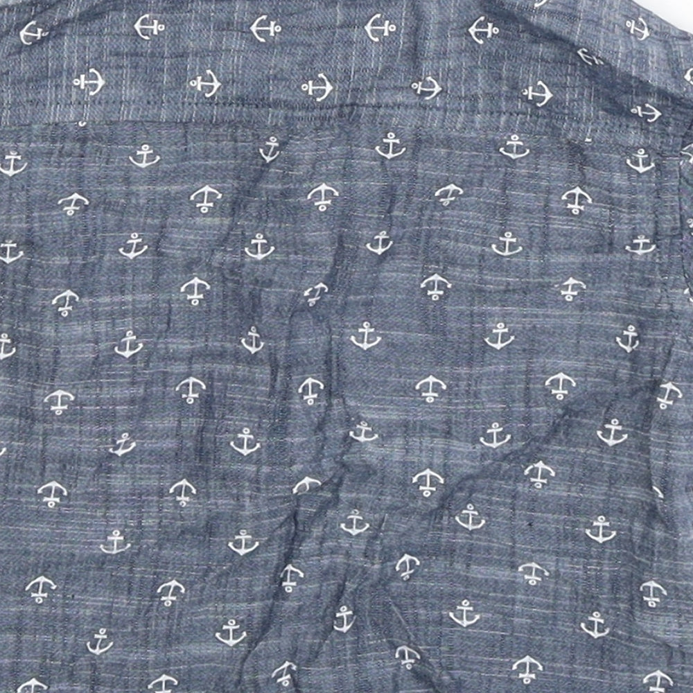 Mini Rebel Baby Blue Basic Button-Up Size 9-12 Months - anchors