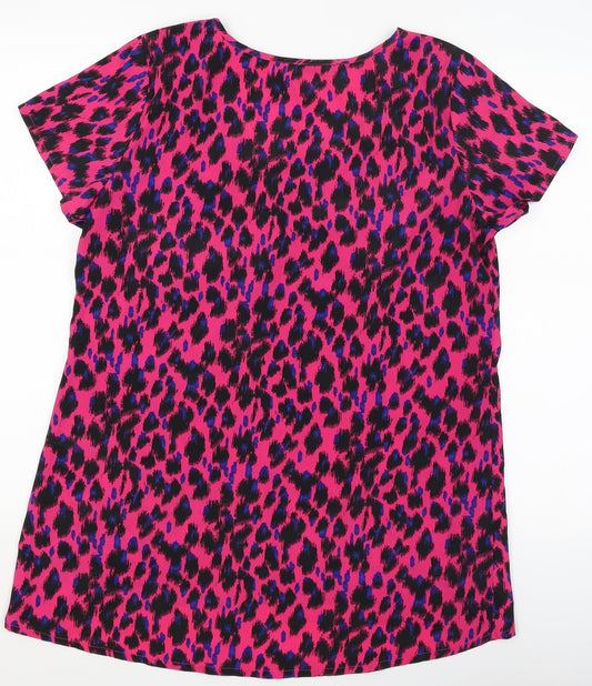 Joanna Hope Womens Pink Animal Print Tunic T-Shirt Size 12