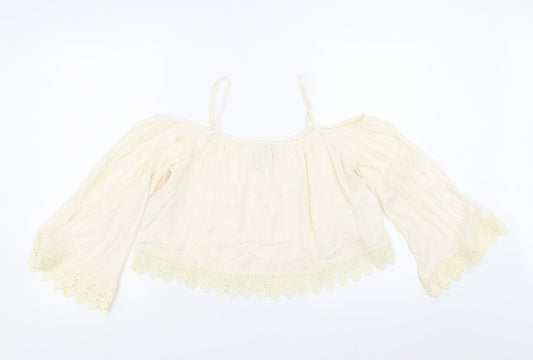 Womens UK Size 12 Divided by H&M Ivory Basic Blouse
