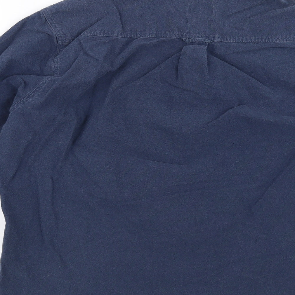 Mens UK Size M BOSTON CREW Blue Button-Up Long Sleeve Casual Shirt