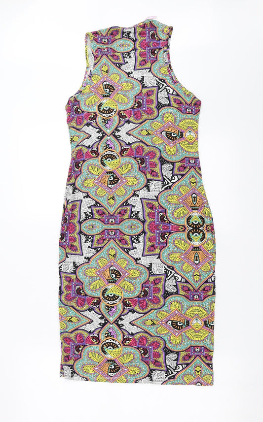 Primark Womens Multicoloured Geometric Bodycon Size 10