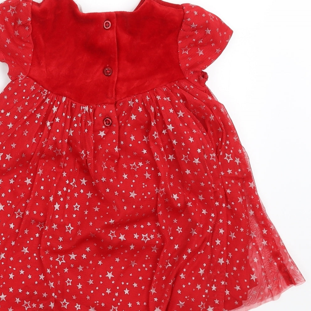M&Co Girls Red Fit & Flare Size 3-6 Months - Star pattern