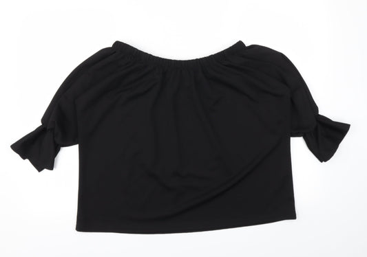 Preworn Womens Black Basic T-Shirt Size 16