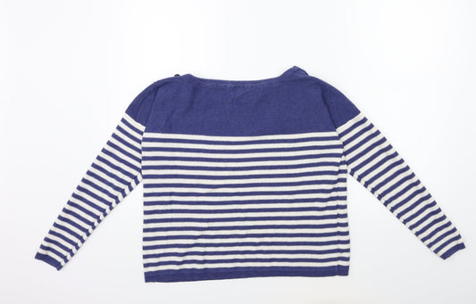 River Island Womens White Striped Knit Pullover Jumper Size 10