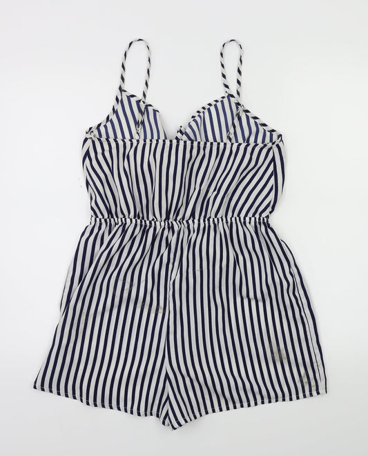 Primark Womens Black Striped  Playsuit One-Piece Size 10