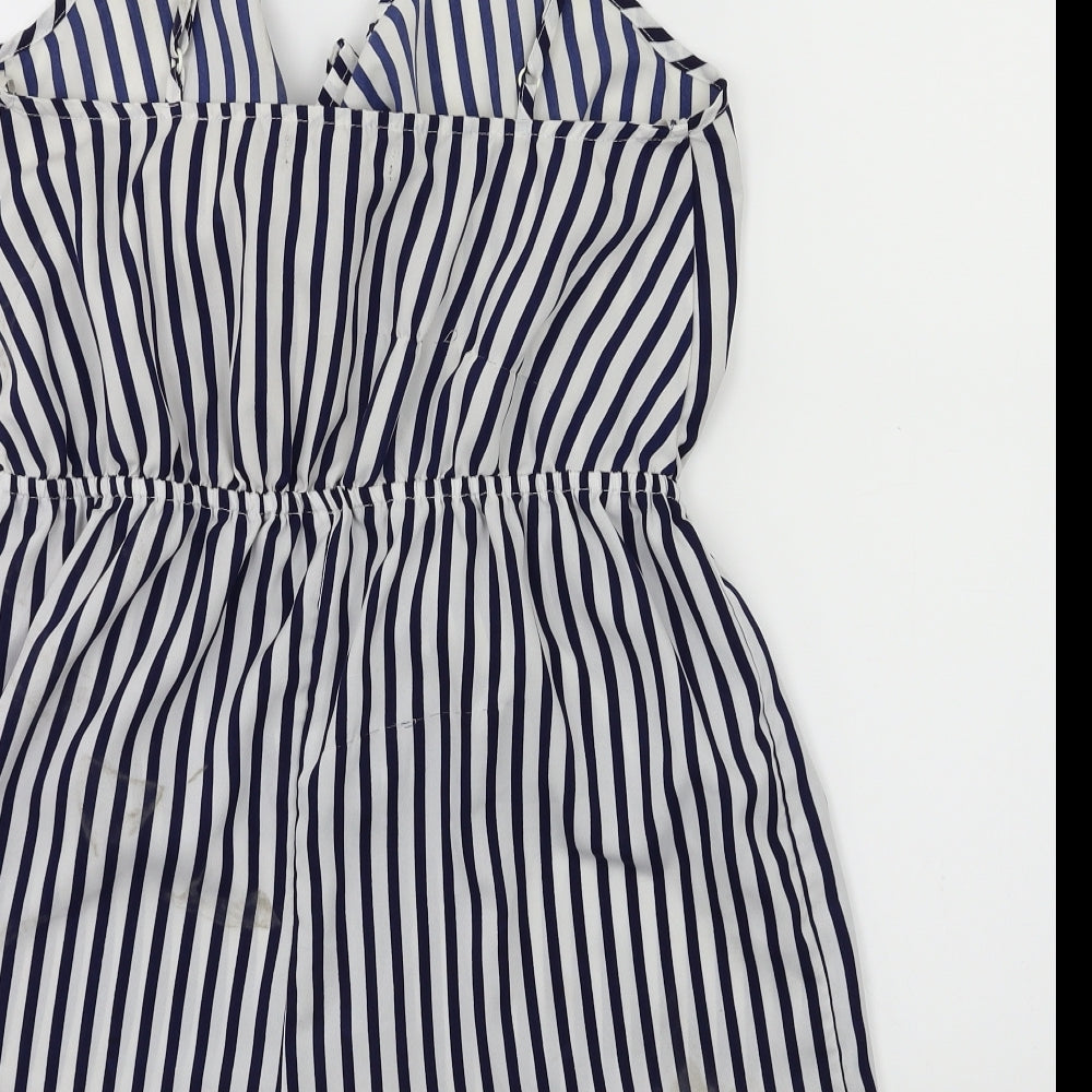 Primark Womens Black Striped Playsuit One-Piece Size 10