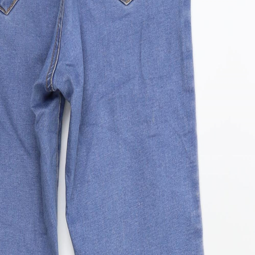 Brand and care label for Denim & Co. women’s blue denim skinny jeans, size UK 10, 27-inch leg