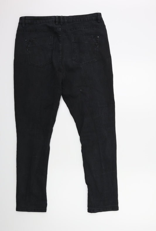 Denim & Co. Womens Black Denim Straight Jeans Size 14 L28 in