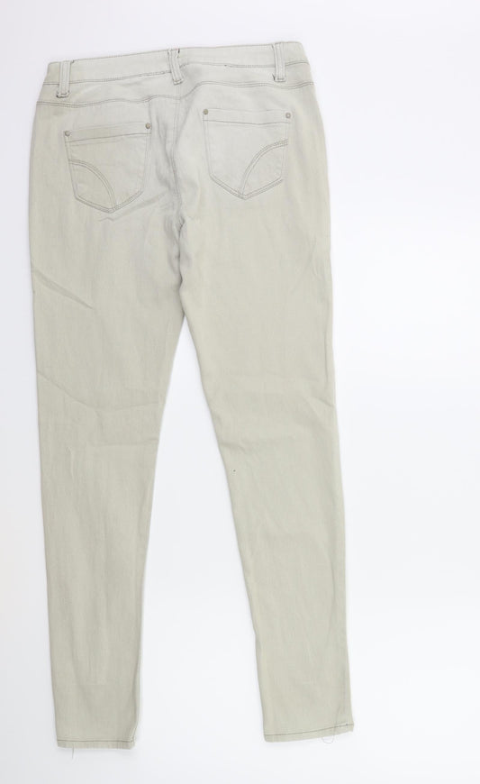 Denim & Co. Womens Grey Denim Skinny Jeans Size 14 L29 in