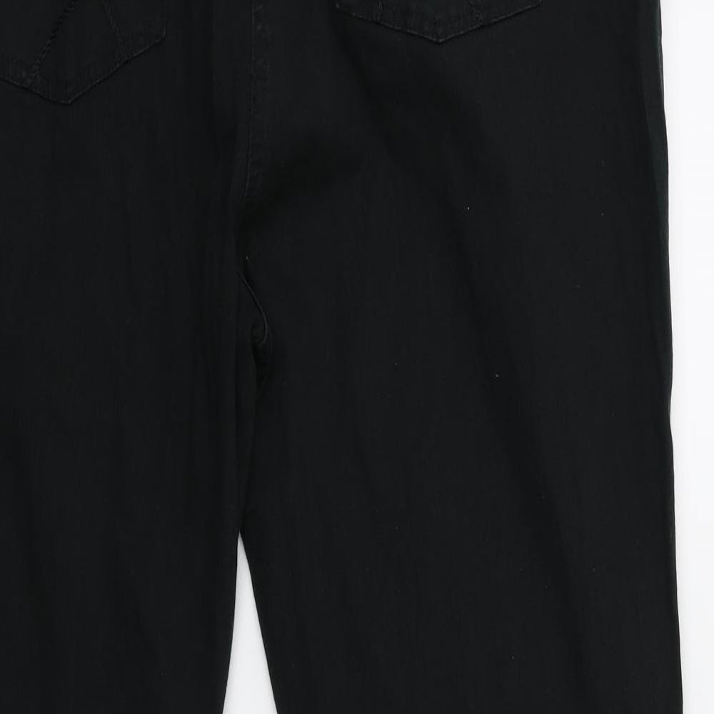 Brand and care label for Damart women’s black denim skinny jeans, size UK 38, in, 27-inch leg