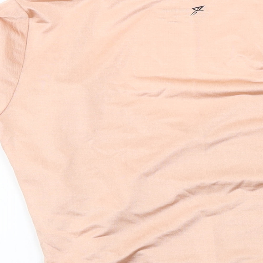 Brand and care label for WorkOut women’s pink jumper, size UK 10