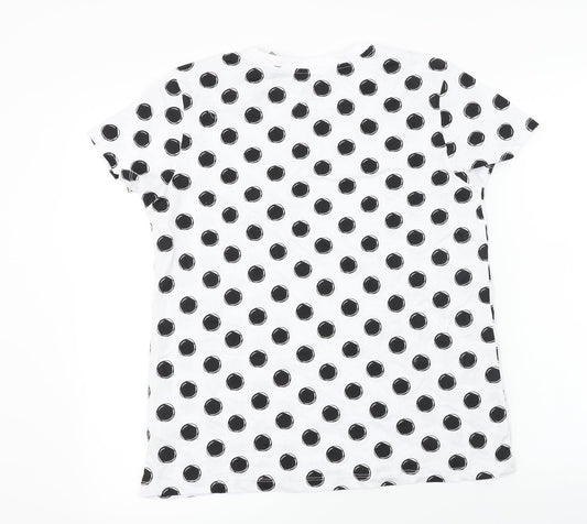 Primark Womens White Polka Dot Basic T-Shirt Size S