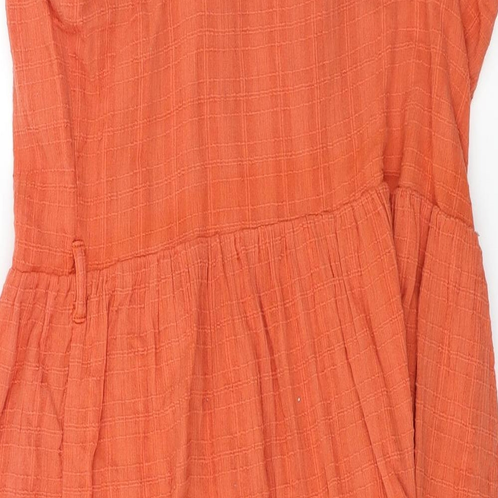 Womens UK Size 14 Miss Selfridge Orange Basic Button-Up