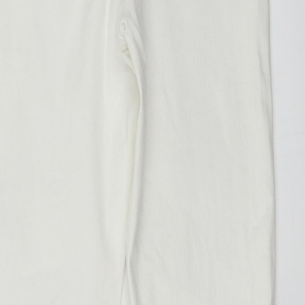 Brand and care label for Topshop women’s white skinny jeans, size UK 28, in, 24-inch leg