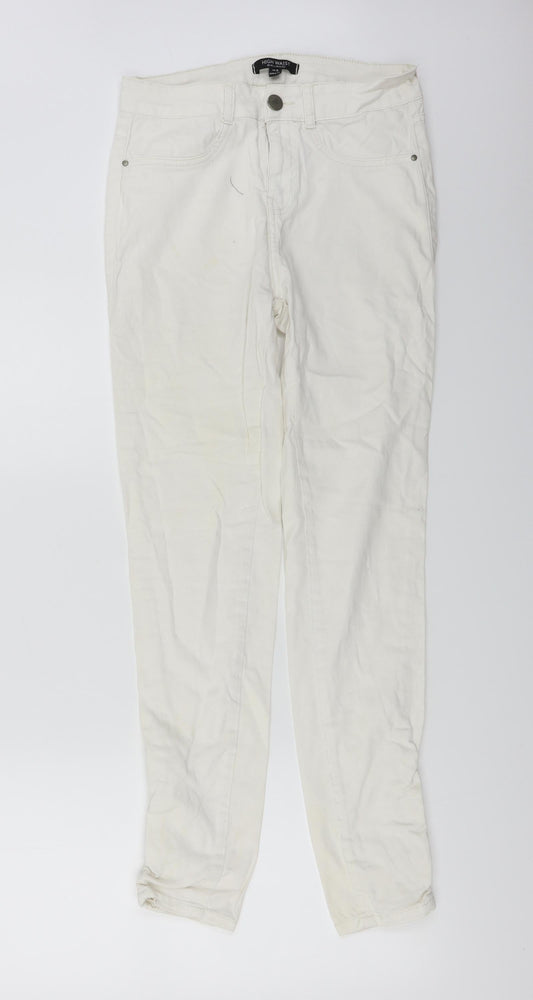 Additional front view of Select women’s white skinny jeans, size UK 8, 27-inch leg