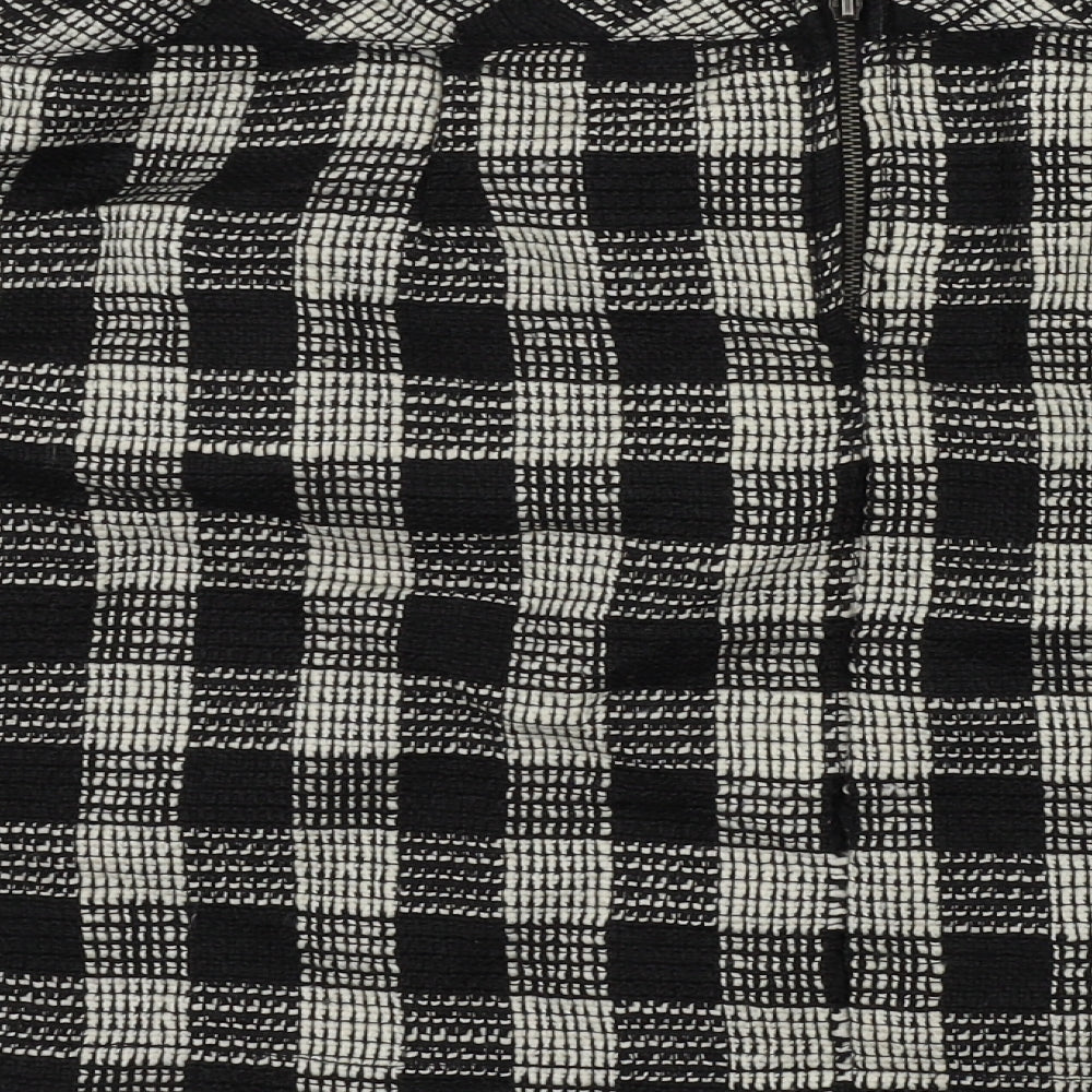 Gina Womens Black Check A-Line Skirt Size 24 in