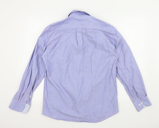 Mens UK Size 38 M&S Blue Button-Up Long Sleeve Casual Shirt
