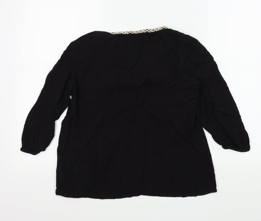 F&F Womens Black Colourblock Basic Blouse Size 8