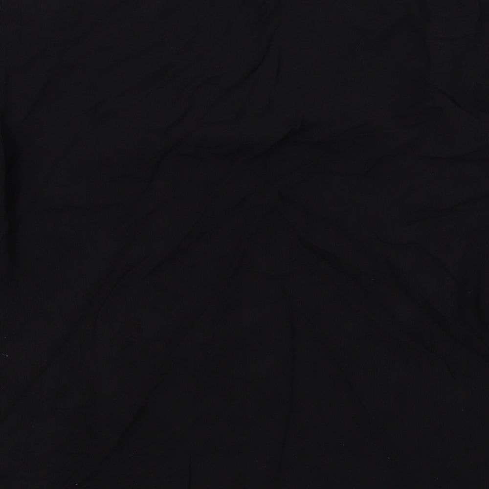 Brand and care label for F&F women’s black colourblock basic blouse, size UK 8