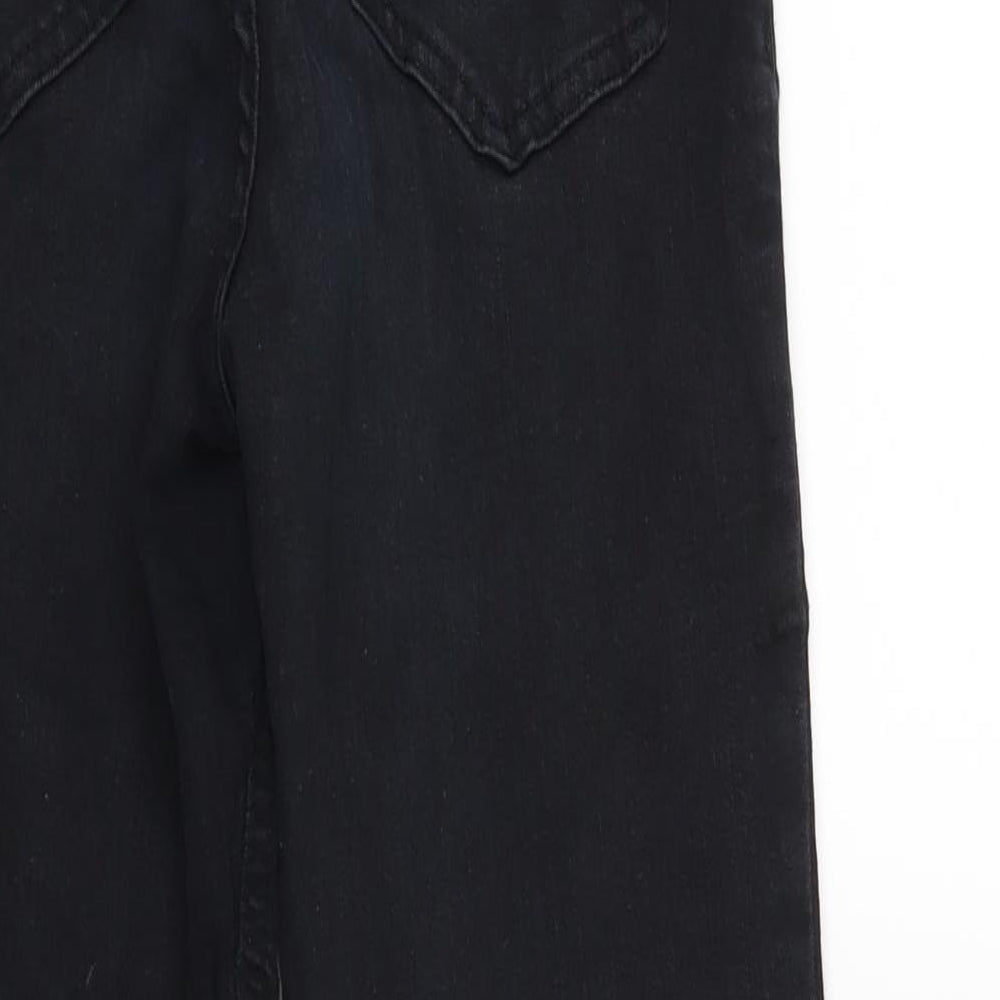 Brand and care label for Topshop women’s black denim skinny jeans, size UK 24, in, 23-inch leg