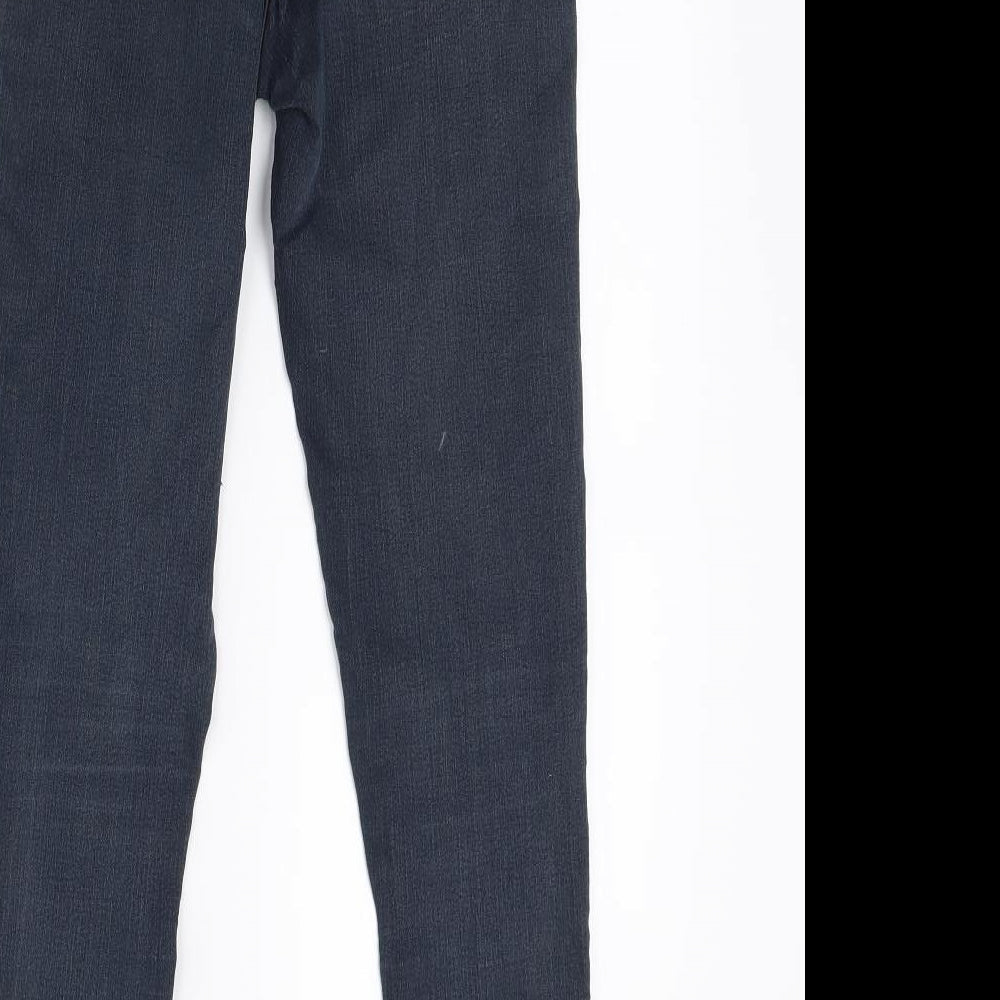 Brand and care label for Dorothy Perkins women’s blue denim skinny jeans, size UK 6, 26-inch leg