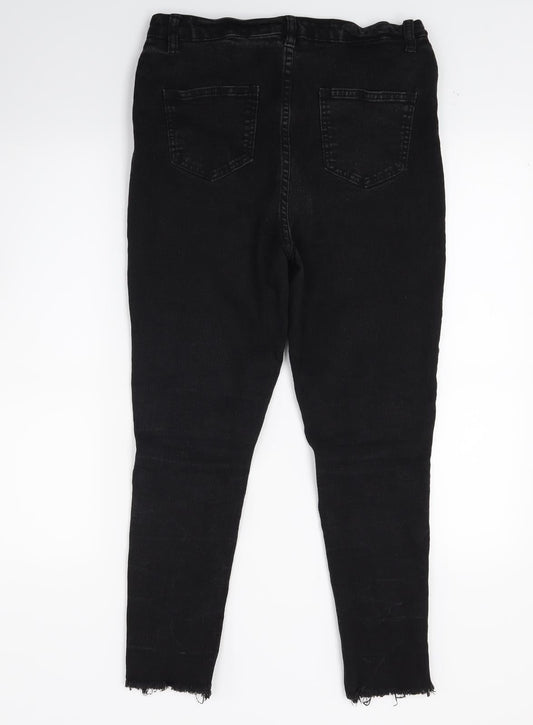 Boohoo Womens Black Denim Skinny Jeans Size 12 L23 in
