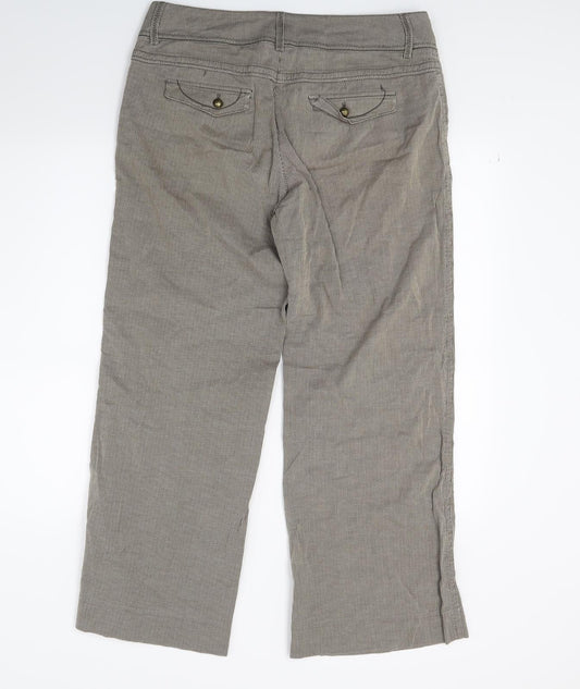 Back view of Olsen women’s brown striped trousers, size UK 14, 26-inch leg