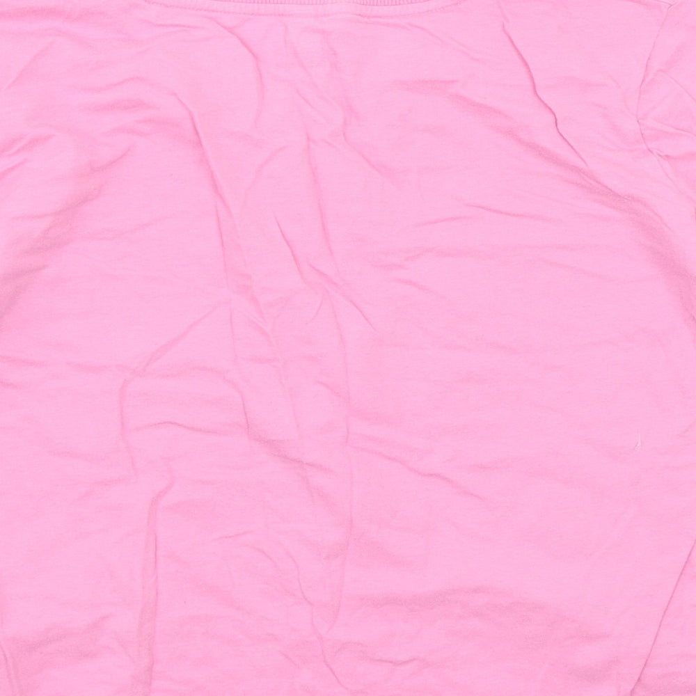 Brand and care label for lounge & sleep women’s pink floral basic t-shirt, size UK 12