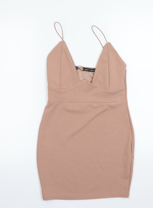 Additional front view of I SAW IT FIRST women’s pink a-line, size UK 8