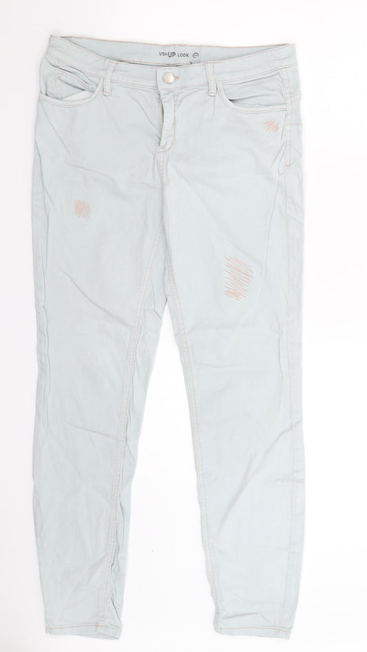 Additional front view of C&A women’s grey denim skinny jeans, size UK 31, in, 28-inch leg