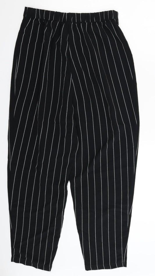 Divided Womens Black Striped Trousers Size 10 L25 in