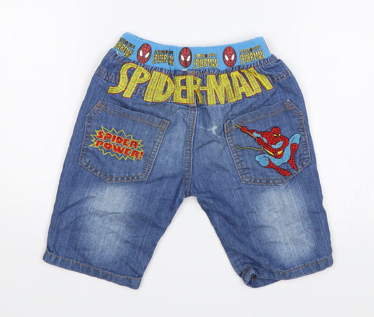 Preworn Boys Blue Cropped Jeans Size 9 Months - Spiderman