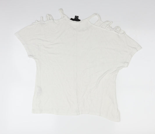 Atmosphere Womens White Basic T-Shirt Size 12 - Shoulder cut out