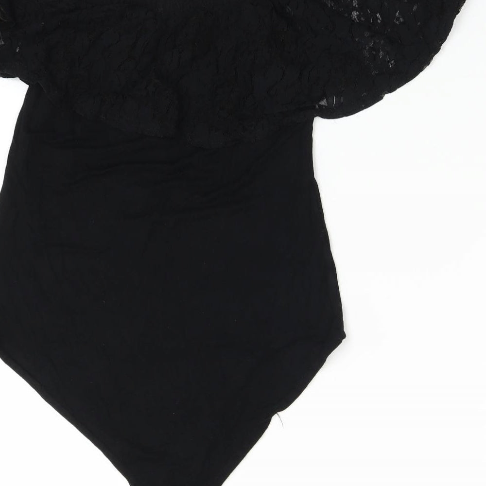 Brand and care label for Select women’s black bodysuit one-piece, size UK 12