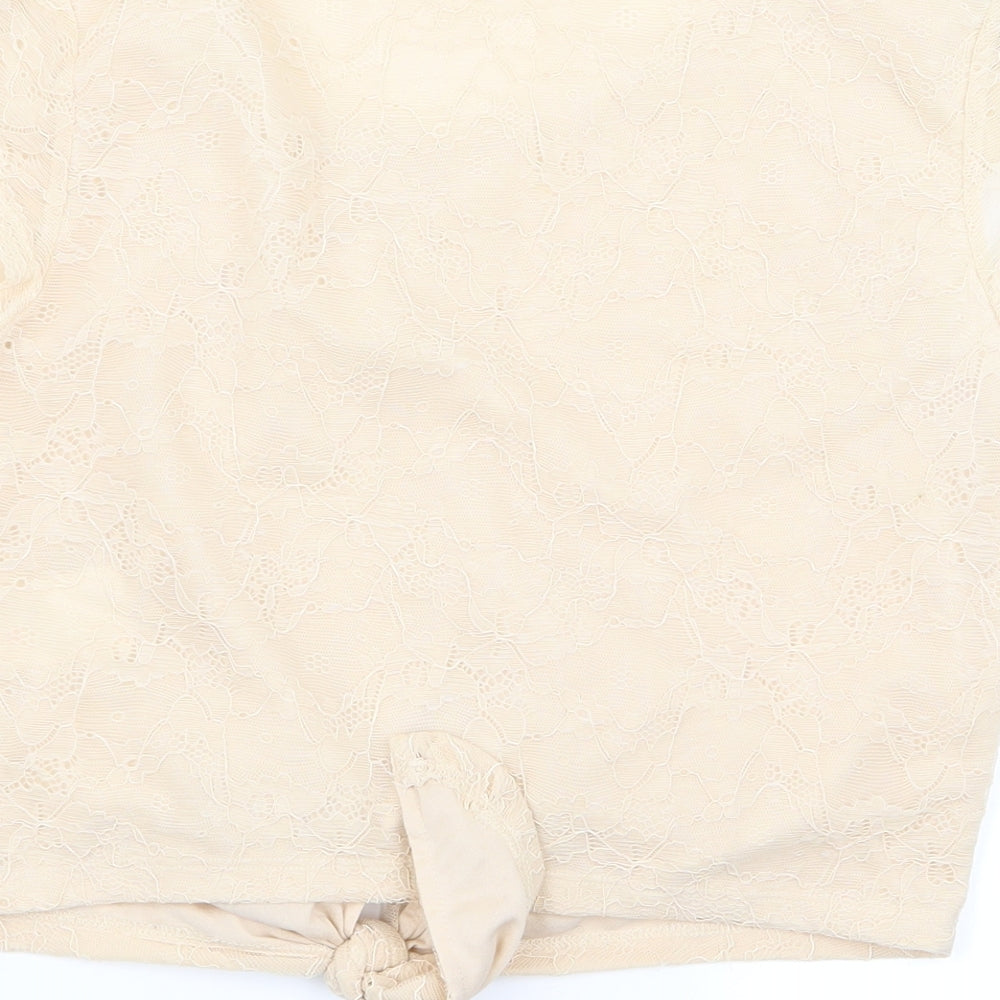 Womens UK Size 10 Preworn Beige Basic Blouse