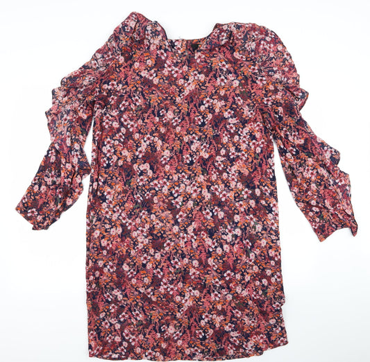 H&M Womens Red Floral A-Line Size 12