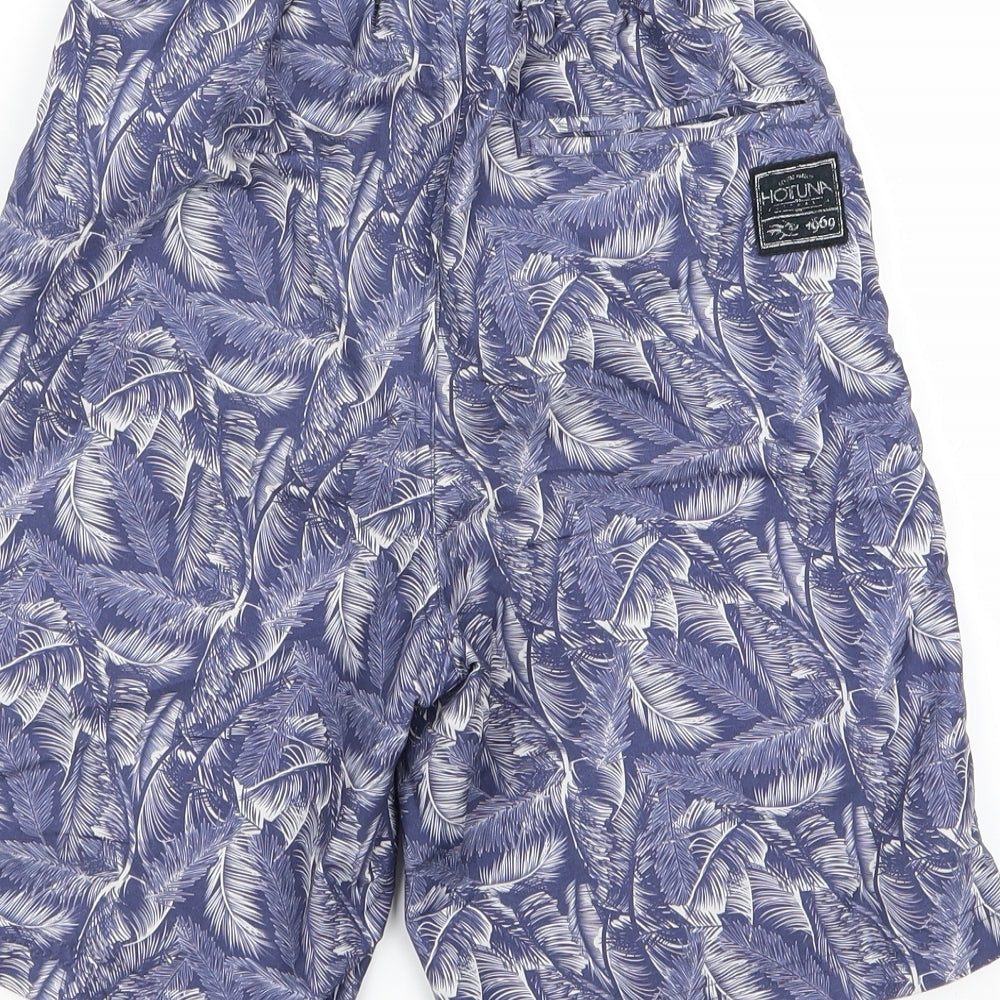 preoworn Boys Blue Floral Ramie Bermuda Shorts Size 7 Years