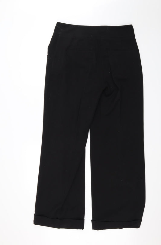 Womens UK Size 16 Preworn Regular Fit Black Trousers