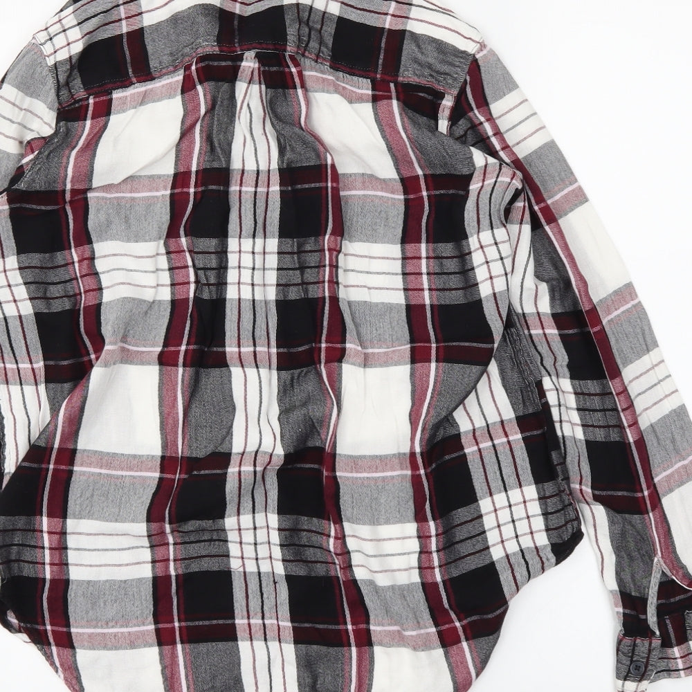 F&F Womens Red Plaid Basic Button-Up Size 10