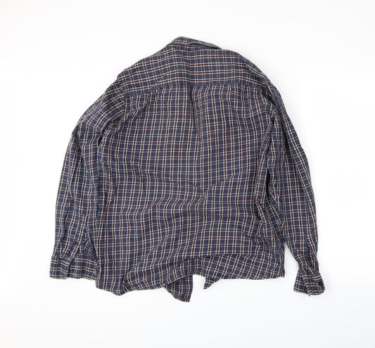 F&F Mens Blue Plaid Button-Up Size L