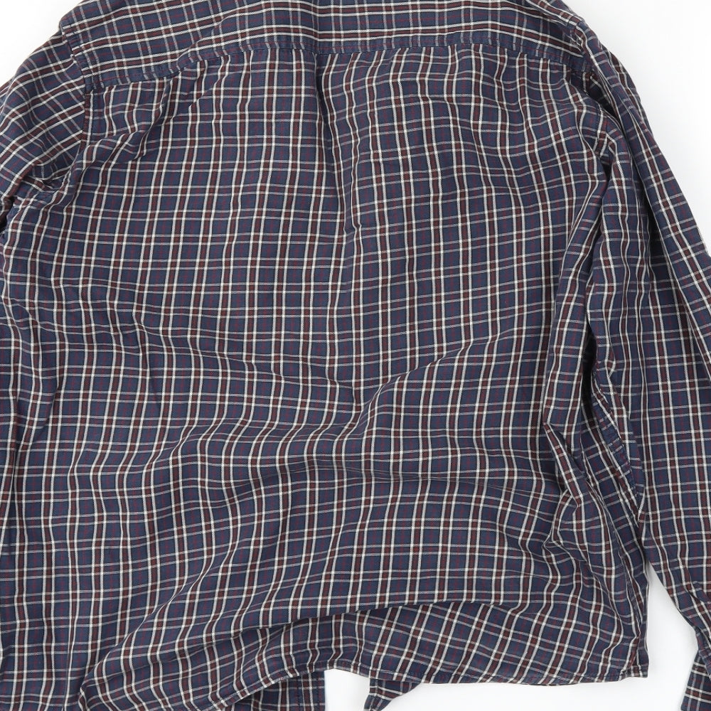 F&F Mens Blue Plaid Button-Up Size L