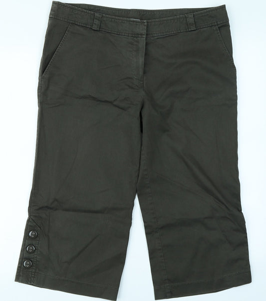 Womens UK Size 14 AMARANTO Regular Fit Capri Green Trousers
