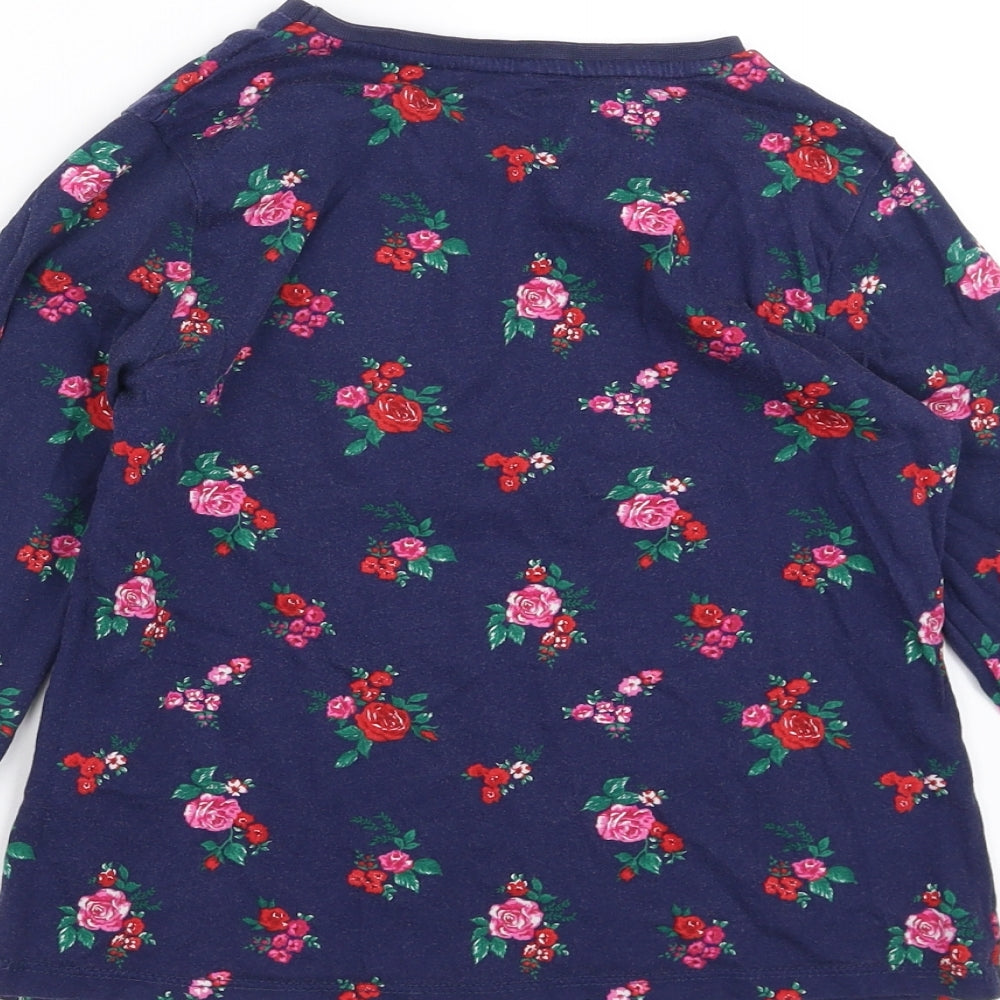 George Girls Blue Floral Basic T-Shirt Size 8-9 Years