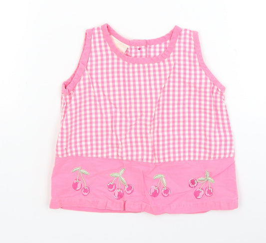 Morris Mouse Baby Pink Check A-Line Size 6-9 Months - cherry