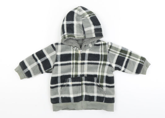 George Baby Green Check Full Zip Jumper Size 3-6 Months