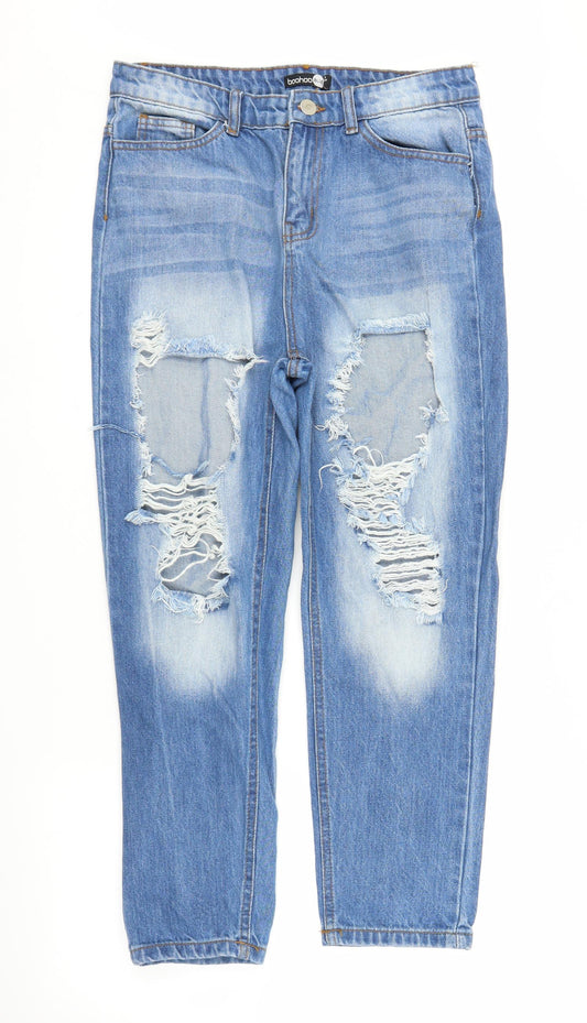 Boohoo Womens Blue Denim Mom Jeans Size 10 L24 in