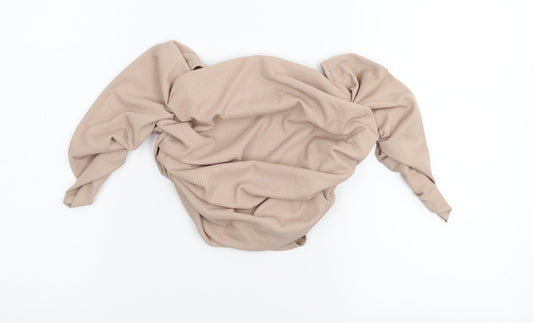 Womens UK Size 14 Boohoo Beige Basic Blouse